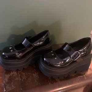Demonia, Black Patent Mary Jane Shoes